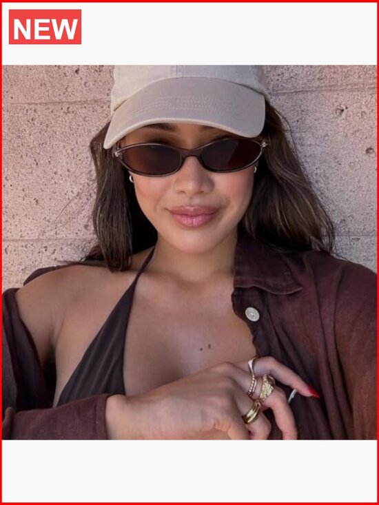 Retro Oval Cat Eye Sunglasses Lightweight Narrow UV Protection